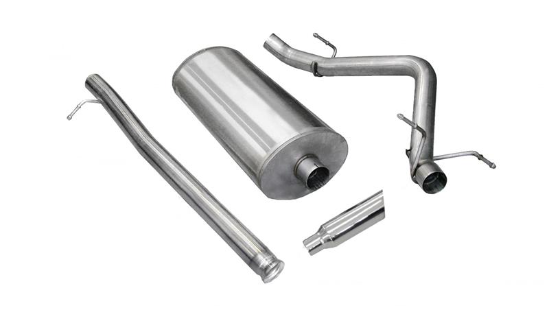 Chevrolet Silverado Performance Exhaust - CORSA Performance - Sport Cat-Back, Single Side Exit, Reflective Sound Cancellation, Slash Cut Polished Tip - Polished - `09-`13